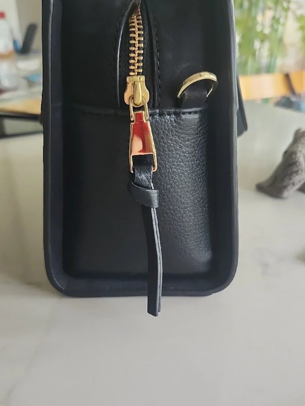 Tory Burch Black Leather Top-Handle Satchel with Gold Hardware